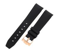 ROUREOX 20Mm Replacement Soft Silicone Rubber Strap, Pin Buckle Colorful Silicone Watch Band for Omega x Swatch MoonSwatch Collection-Black Rose Gold 20MM