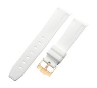 ROUREOX 20Mm Replacement Soft Silicone Rubber Strap, Pin Buckle Colorful Silicone Watch Band for Omega x Swatch MoonSwatch Collection-White Gold 20MM