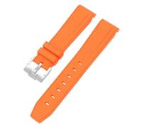 ROUREOX 20Mm Replacement Soft Silicone Rubber Strap, Pin Buckle Colorful Silicone Watch Band for Omega x Swatch MoonSwatch Collection-Orange Silver 20MM