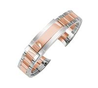 ROUREOX 20mm Replacement Watch Band Solid Stainless Steel Curved Ends Diver Extension Buckle Brushed Polished Links - Silver Rose Gold B 20MM