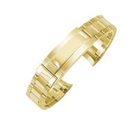 ROUREOX 20mm Replacement Watch Band Solid Stainless Steel Curved Ends Diver Extension Buckle Brushed Polished Links - Gold A 20MM