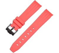 ROUREOX 20mm Rubber Watch Band for Strap Brand Men Replacement Wrist Accessories for Rolex Oyster Perpetual Submariner Deepsea-Red+Black Buckle