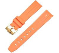ROUREOX 20mm Rubber Watch Band for Strap Brand Men Replacement Wrist Accessories for Rolex Oyster Perpetual GMT-Master-Orange+Gold Buckle