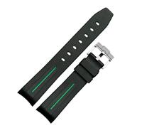 ROUREOX 20MM Silicone Watch Strap Soft Rubber Replacement Band Waterproof Sports Straps Multi-Colour for Omega x Swatch Bioceramic MoonSwatch-Black Green 20MM