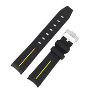 ROUREOX 20MM Silicone Watch Strap Soft Rubber Replacement Band Waterproof Sports Straps Multi-Colour for Omega x Swatch Bioceramic MoonSwatch-Black Yellow 20MM