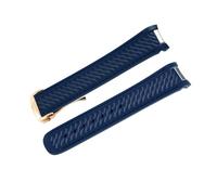ROUREOX 20mm Silicone Watch Strap Stitched Rubber Band Waterproof Sports Wristbelt Metal Deployment Clasp for Omega Seamaster 300-A24