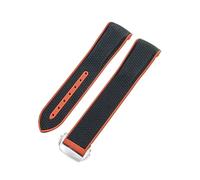 ROUREOX 20Mm Soft Silicone Watch Strap Replacement Band with Stainless Steel Pin Buckle for Omega x Swatch MoonSwatch/Seamaster 300-Orange Silver Buckle 20MM