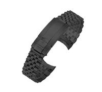 ROUREOX 20mm Watch Band Five Bead Solid Links Curved Interface Micro Adjust Buckle Accessory - Black A 20MM