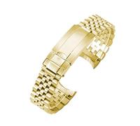 ROUREOX 20mm Watch Band Five Bead Solid Links Curved Interface Micro Adjust Buckle Accessory - Gold B 20MM