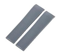 ROUREOX 21/19MM Curved End Silicone Rubber Watch Strap Sports Dive Band with Deployment Clasp for Longines Conquest L3.642 741/742/781/782-Grey 19MM