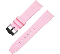 ROUREOX 21mm Rubber Watch Band for Strap Brand Men Replacement Wrist Accessories for Rolex Daytona GMT-Master II Deepsea-Pink+Black Buckle
