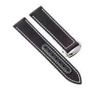 ROUREOX 21mm Woven Nylon Leather Watch Strap Adjustable Deployment Buckle Genuine Leather Watch Bands for Omega Seamaster Speedmaster De Ville Series-Black + White + Silver