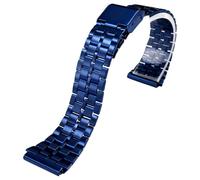 ROUREOX 22 * 18MM Convex End Metal Watch Strap，316L Stainless Steel Replacement Watch Band for Casio AE-1200/AE-1300/A-158/A-159/A-168/F-91-Blue 5-Bead 22 * 18MM