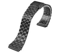 ROUREOX 22 * 18MM Convex End Metal Watch Strap，316L Stainless Steel Replacement Watch Band for Casio AE-1200/AE-1300/A-158/A-159/A-168/F-91-Black 5-Bead 22 * 18MM