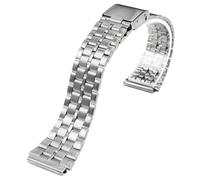 ROUREOX 22 * 18MM Convex End Metal Watch Strap，316L Stainless Steel Replacement Watch Band for Casio AE-1200/AE-1300/A-158/A-159/A-168/F-91-Silver 5-Bead 22 * 18MM