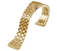 ROUREOX 22 * 18MM Convex End Metal Watch Strap，316L Stainless Steel Replacement Watch Band for Casio AE-1200/AE-1300/A-158/A-159/A-168/F-91-Gold 5-Bead 22 * 18MM