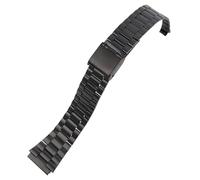ROUREOX 22 * 18MM Convex End Metal Watch Strap，316L Stainless Steel Replacement Watch Band for Casio AE-1200/AE-1300/A-158/A-159/A-168/F-91-Black 3-Bead 22 * 18MM