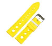 ROUREOX 22mm 24mm Soft Silicone Rubber Watch Strap Waterproof Sports Band with Stainless Steel Pin Buckle Unisex for Breitling Avenger Collection-Yellow 24MM