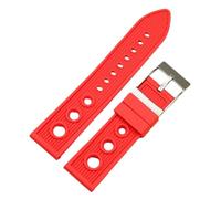 ROUREOX 22mm 24mm Soft Silicone Rubber Watch Strap Waterproof Sports Band with Stainless Steel Pin Buckle Unisex for Breitling Avenger Collection-Red 24MM