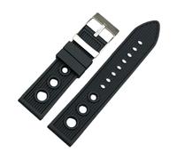ROUREOX 22mm 24mm Soft Silicone Rubber Watch Strap Waterproof Sports Band with Stainless Steel Pin Buckle Unisex for Breitling Avenger Collection-Black 22MM