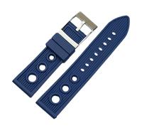 ROUREOX 22mm 24mm Soft Silicone Rubber Watch Strap Waterproof Sports Band with Stainless Steel Pin Buckle Unisex for Breitling Avenger Collection-Blue 22MM