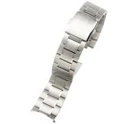 ROUREOX 22MM 316L Stainless Steel Watch Band, Metal Curved End Strap Replacement Watch Accessory for Casio Swordfish MDV-106/107-Matte Silver 22MM