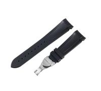 ROUREOX 22MM Curved End Silicone Watch Strap Mens Waterproof Rubber Band Stainless Steel Deployment Clasp for Tudor M79030N/M79250BA/M79230R/M57000-Black + Silver 22MM