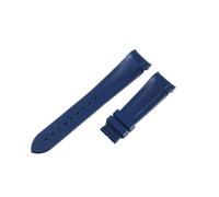 ROUREOX 22MM Curved End Silicone Watch Strap Mens Waterproof Rubber Band Stainless Steel Deployment Clasp for Tudor M79030N/M79250BA/M79230R/M57000-Blue + No Buckle 22MM