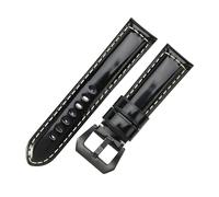 ROUREOX 22mm Genuine Leather Watch Band Quick Release Metal Buckle Leather Replacement Bracelet for PANERAI PAM111 PAM441-Black Black