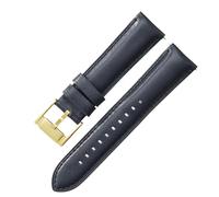 ROUREOX 22mm Genuine Leather Watch Band Quick Release Metal Buckle Replacement Bracelet for Fossil FS5061 FS5237 ME3052 3054-Dark Blue + Gold