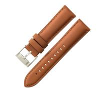 ROUREOX 22mm Genuine Leather Watch Band Quick Release Metal Buckle Replacement Bracelet for Fossil FS5061 FS5237 ME3052 3054-Light Brown + Silver