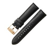 ROUREOX 22mm Genuine Leather Watch Band Quick Release Metal Buckle Replacement Bracelet for Fossil FS5061 FS5237 ME3052 3054-Black + Rose Gold