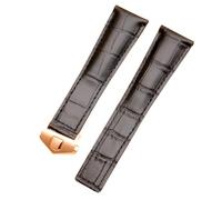 ROUREOX 22mm Handmade Genuine Leather Watch Band Adjustable Butterfly Clasp Soft Leather Watch Strap Repairment Accessories for TAG HEUER Formula 1-Black + Rose Gold