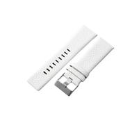 ROUREOX 22mm Leather Replacement Watch Band Stainless Steel Buckle Cowhide Bracelet for Diesel DZ4323 7312 7314 1657 4318-White + Silver
