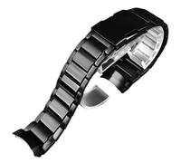 ROUREOX 22MM Men's Metal Replacement Watch Strap, Stainless Steel Curved End Watch Band for Casio Edifice EQB-500/EQB-501/EQB-800-Black 22MM