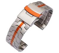 ROUREOX 22MM Men's Metal Replacement Watch Strap, Stainless Steel Straight End Watch Bracelet for Casio Edifice MTP-1375-Titanium + Orange 22MM