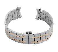 ROUREOX 22MM Men's Stainless Steel Curved End Watch Strap，Folding Buckle Metal Deployment Watch Band for Tissot 1853 Le Locle T139.407-Silver Rose Gold 22MM