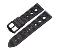 ROUREOX 22Mm Premium Soft Silicone Watch Band Comfortable Flexible Replacement Rubber Strap Daily Wear for Breitling Avenger Collection-Black Black 22MM