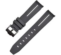 ROUREOX 22mm Rubber Watch Band for Strap Brand Men Replacement Wrist Accessories for Rolex Datejust Submariner Oyster Deepsea-Black+White Line+Black Buckle
