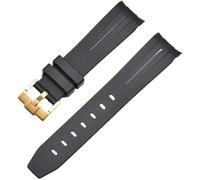 ROUREOX 22mm Rubber Watch Band for Strap Brand Men Replacement Wrist Accessories for Rolex Datejust Sub Oyster-Black+Gold Buckle