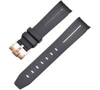 ROUREOX 22mm Rubber Watch Band for Strap Brand Men Replacement Wrist Accessories for Rolex Daytona Sub Oyster Deepsea-Black+Rose Gold Buckle