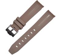 ROUREOX 22mm Rubber Watch Band for Strap Brand Men Replacement Wrist Accessories for Rolex Daytona Submariner Oyster-Brown+Black Buckle