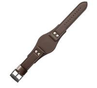 ROUREOX 22mm Soft Genuine Leather Replacement Watch Band Stainless Steel Buckle Men's Cowhide Bracelet for Fossil CH2564 CH2565-Brown B+Black