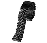 ROUREOX 22MM Specialized Interface Metal Replacement Watch Strap, Men's Stainless Steel Deployment Watch Bracelet for Seiko PROSPEX Turtle SRPA21J1/SRPE99K1-Black 5-Bead 22MM