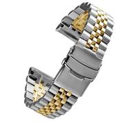 ROUREOX 22MM Specialized Interface Metal Replacement Watch Strap, Men's Stainless Steel Deployment Watch Bracelet for Seiko PROSPEX Turtle SRPA21J1/SRPE99K1-Silver Gold 5-Bead 22MM