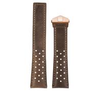 ROUREOX 22mm Vintage Leather Watch Strap Perforated Racing Leather Replacement Band with Folding Clasp for Tag Heuer Monaco Carrera-Grey+Rose Gold