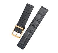 ROUREOX 22mm Watch Straps Premium Leather Durable Replacement Bands with Metal Buckle for CK K2G211 K2Y236-Black Gold 22mm