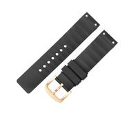 ROUREOX 23mm Silicone Watch Strap Screw Link Rubber Replacement Band Horizontal Ribbed Wristbelt Metal Buckle for Santos de Cartier-A2