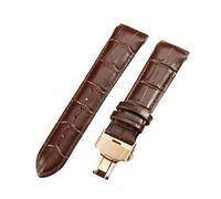 ROUREOX 24mm Genuine Leather Replacement Watch Bands Metal Folding Buckle Leather Watch Straps for Tissot Couturier Series-Brown + Rose Gold