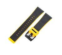 ROUREOX 24Mm Straight End Silicone Watch Strap, Men's Soft Replacement Silicone Rubber Band for Casio G-Shock GA-2000/PRG-600/PRW-6600/PRG-650-Yellow 24MM